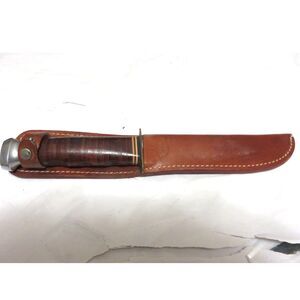 Vintage KABAR USA KNIFE #1207 Fixed Blade + Leather Sheath 11.25" long 6" blade